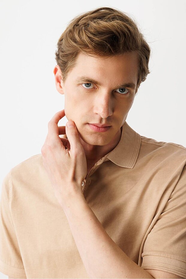 Men's Polo Neck T-Shirt K.Beige