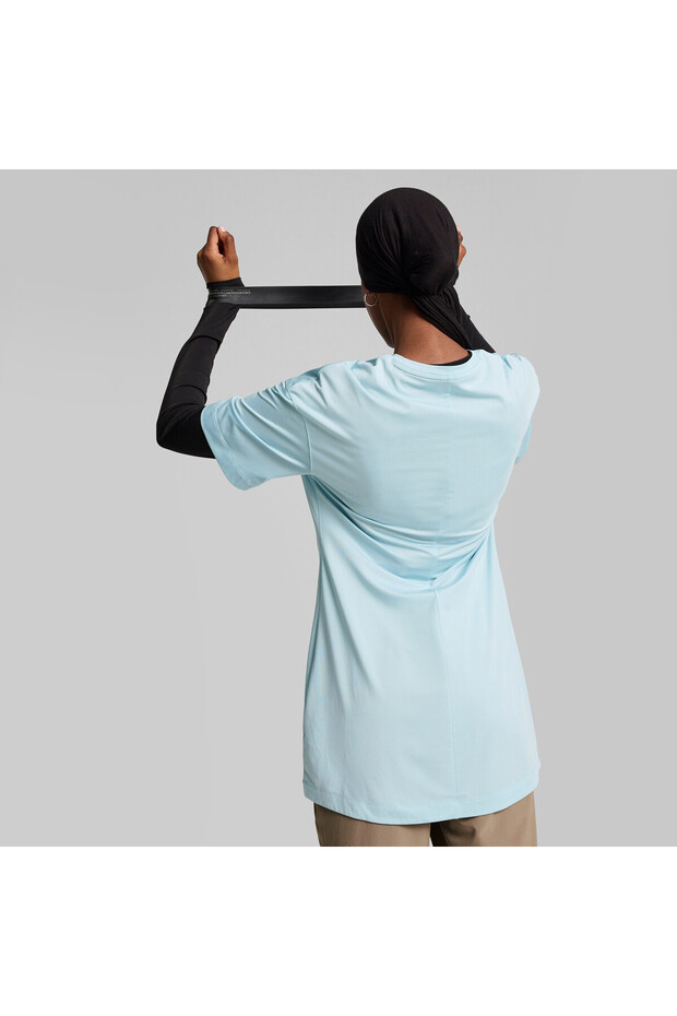 Womens Modest Oversized Training T-shirt - Blue - 4