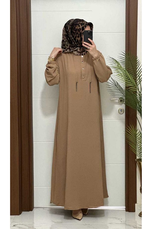 5858 K-80 CAMEL GÜLAY ELBİSE - 1