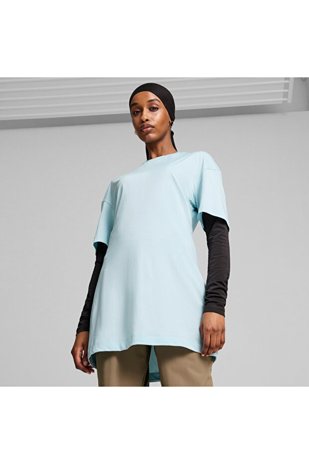 Womens Modest Oversized Training T-shirt - Blue - 1