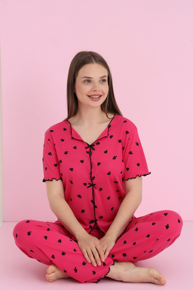 Raporlu Viskon Kurdeleli Pijama Takımı - 2