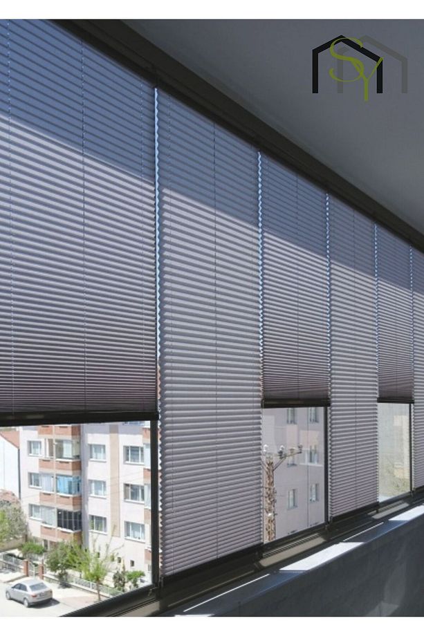 Katlanabilir Cam Balkon Plise Perde GRİ - 1