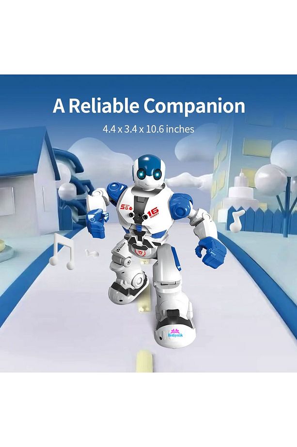 Rc El Sensörlü Uzaktan Kumandalı Şarjlı Akıllı Yapay Zeka Robot 28 Cm Mavi - 5
