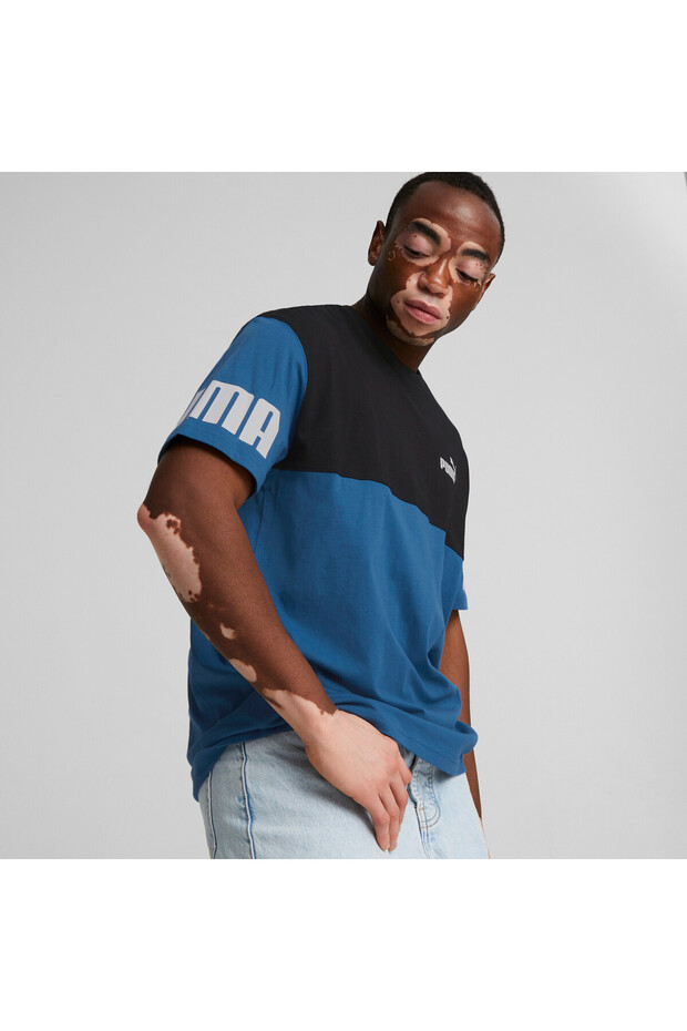 Mens Power Colourblock T-Shirt - Blue