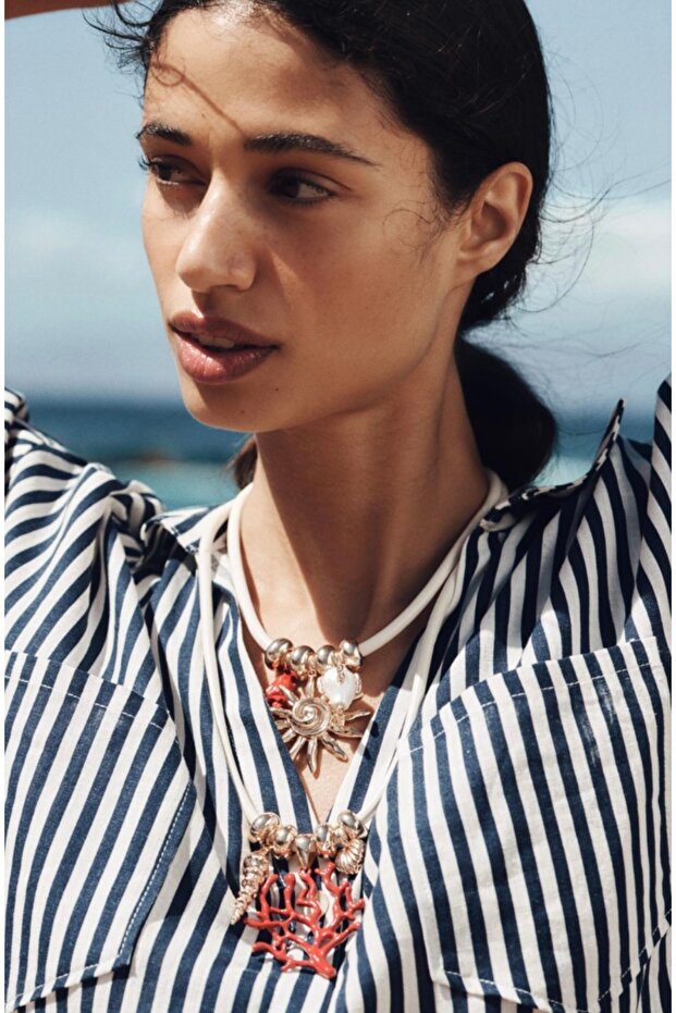 Marka model ikili mercan balık kolye - 3