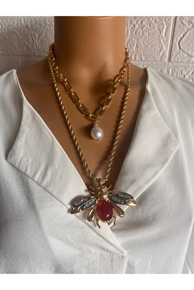 Marka model çelik arılı kolye seri - 3