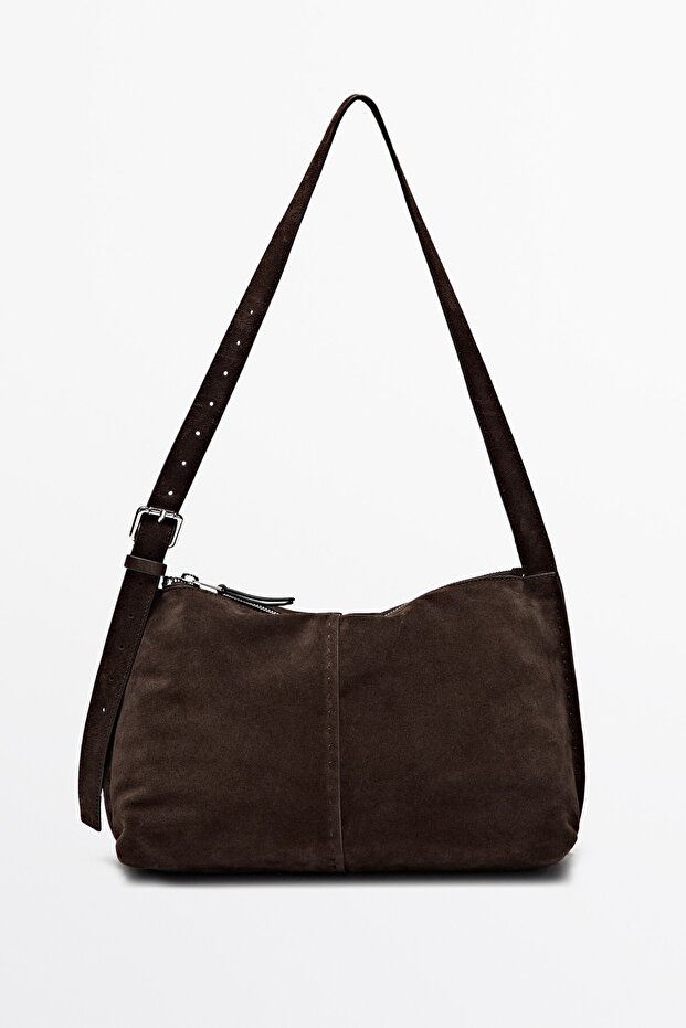 Kalın süet deri çapraz askılı çanta - 1