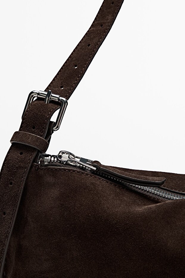 Kalın süet deri çapraz askılı çanta - 8