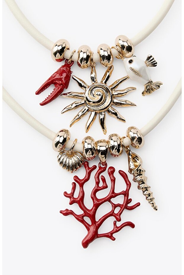 Marka model ikili mercan balık kolye - 2