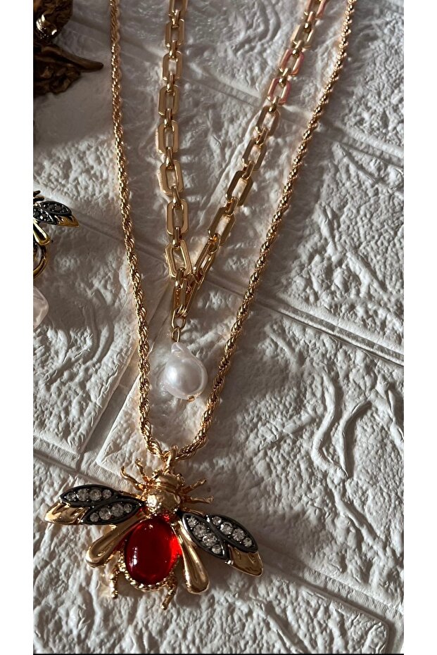 Marka model çelik arılı kolye seri - 1