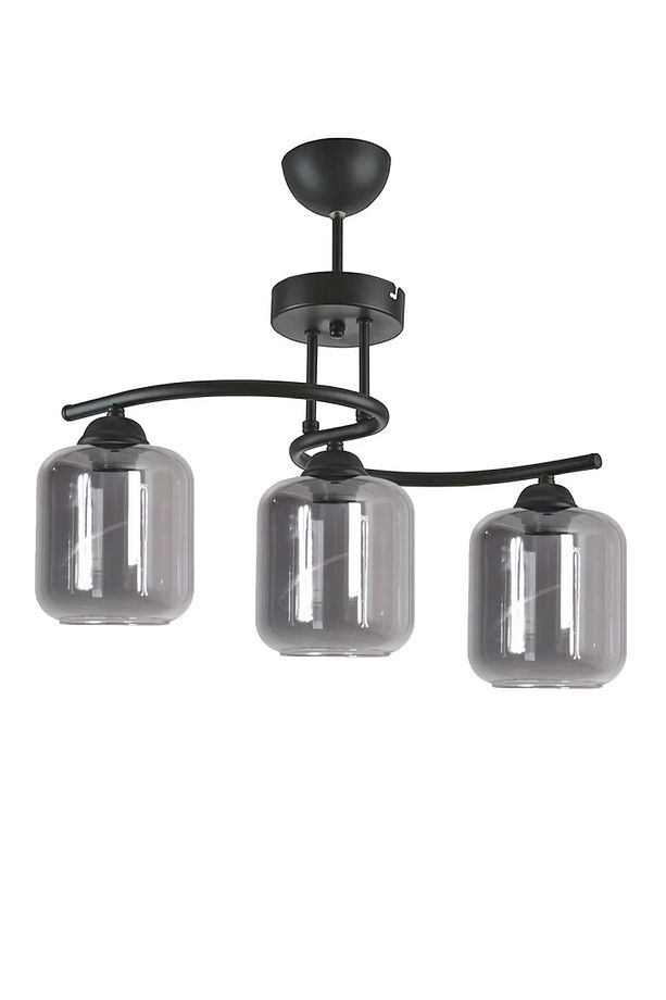 Fuji Modern Dekoratif Salon - Mutfak - Yatak Odası Siyah Renk Camlı 3 Lü Avize - 2
