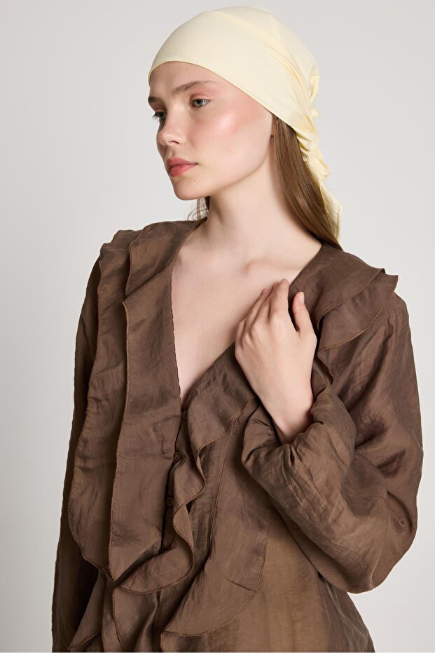 Καφέ μπλούζα Esmee Frilly - 2