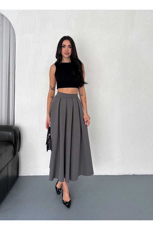 PİLELİ UZUN ETEK 91 CM TAM BOY / GÜNLÜK UZUN ETEK PİLELİ A KESİM - 5