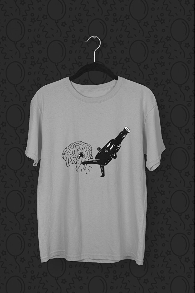 Men/Women - Brain on the Run - Transfer Printed Round Neck Short Sleeve Tee