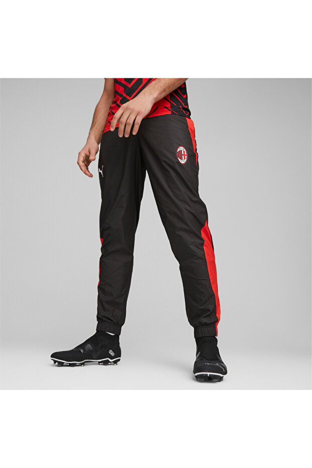 Mens AC Milan Football Pre-match Woven Pants - Black
