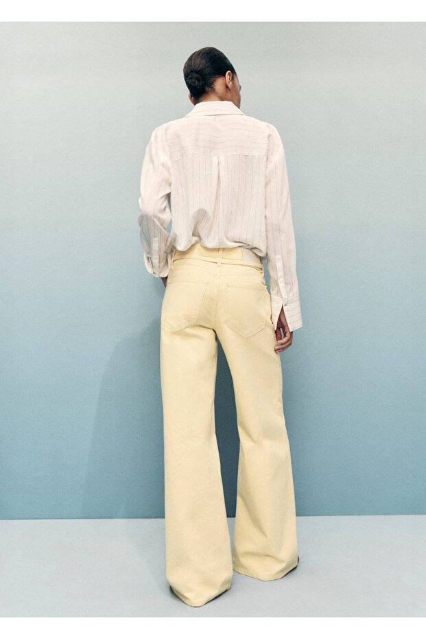 Düşük belli kemerli wideleg jean pantolon - 4