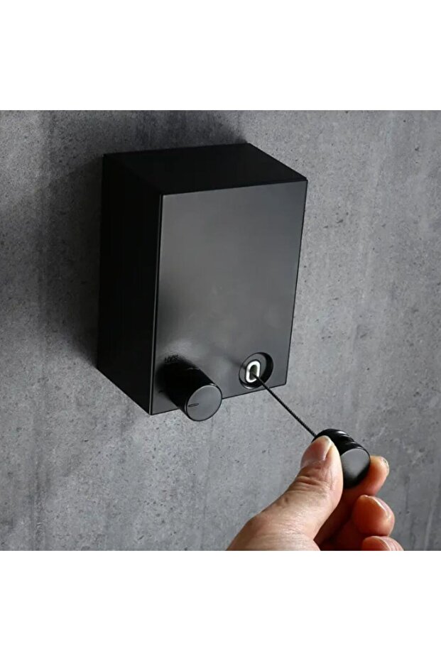 حبل نشر غسيل قابل للسحب لون اسود - 4