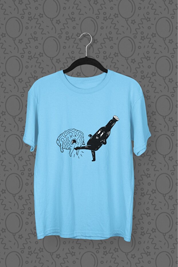 Men/Women - Brain on the Run - Transfer Printed Round Neck Short Sleeve Tee