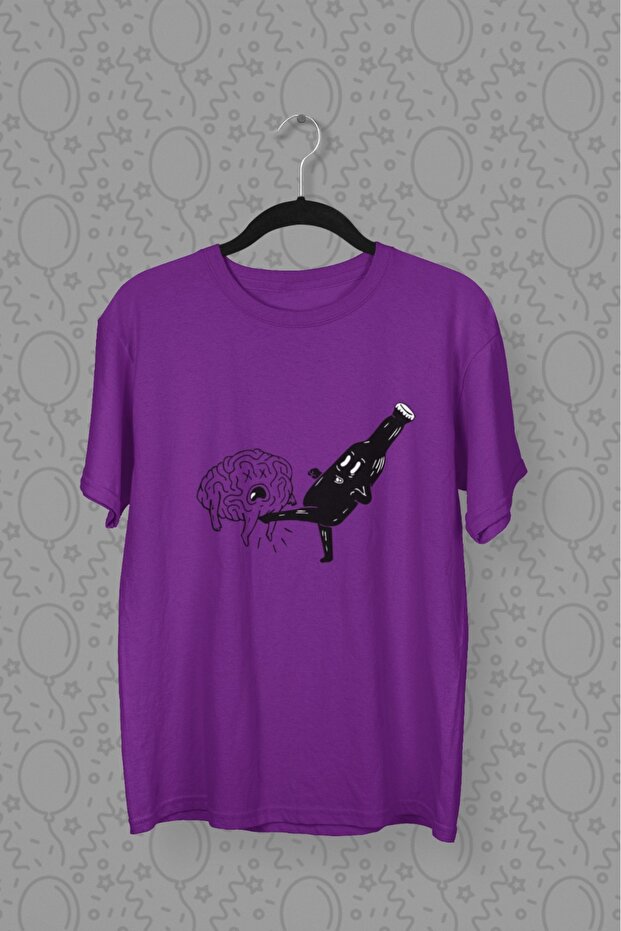 Men/Women - Brain on the Run - Transfer Printed Round Neck Short Sleeve Tee