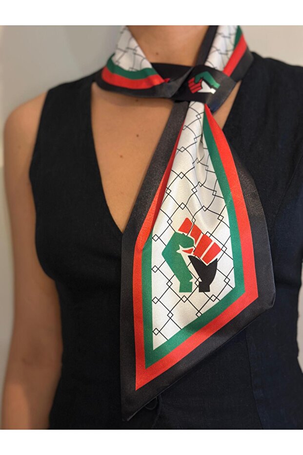 وشاح ربطة عنق منقوش عليه العلم الفلسطيني - 2