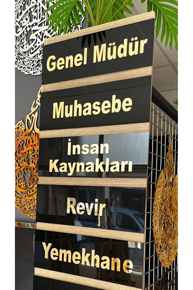 25x10 cm Siyah Gold Pleksi Yönlendirme Tabelası (1 adet) - 1