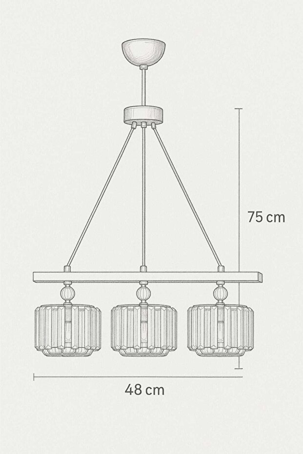Erguvan 3'lü Krom K-01 Avize - 2