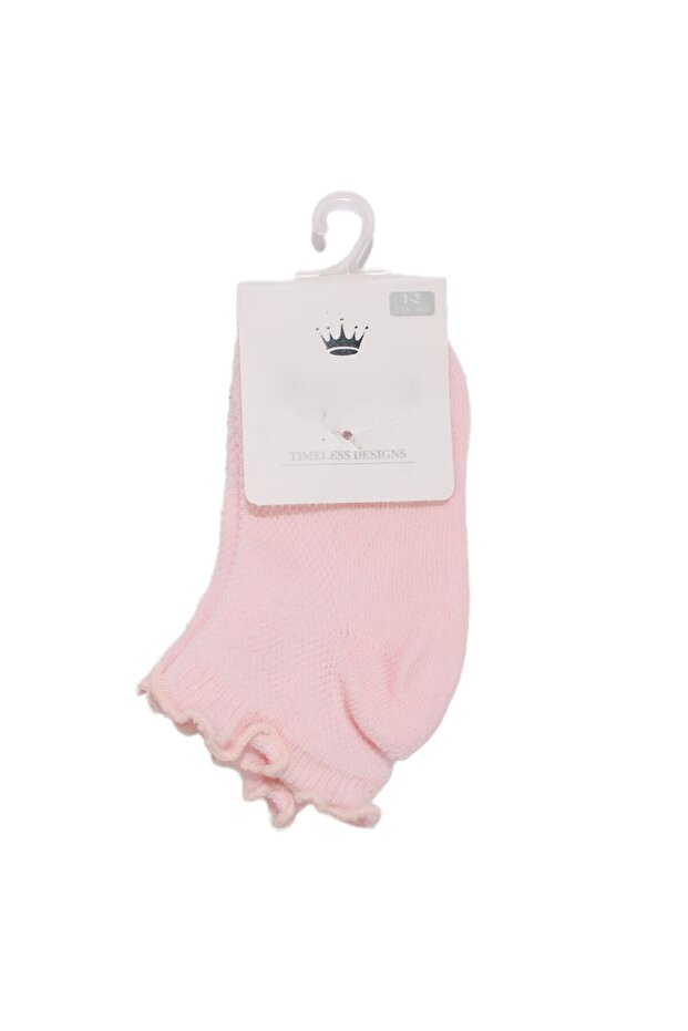Girl's Pink Self-Ruffle Booties Socks