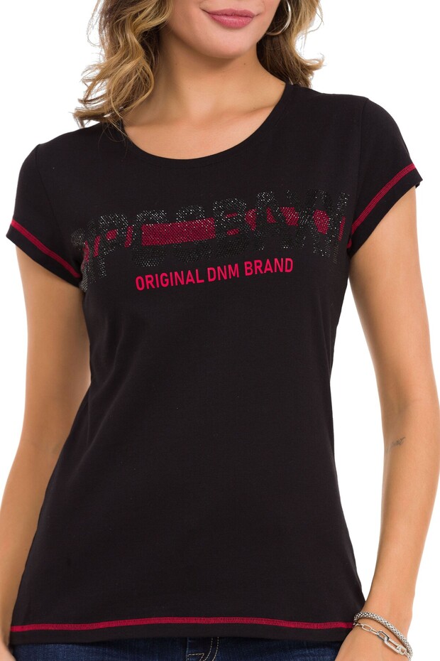 Wt348 Taşlı Yazılı Basic Beyaz Tişört - 8