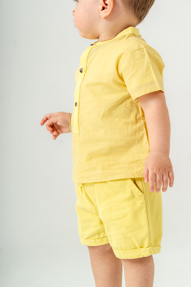 Erkek Çocuk Gömlek-Gardin Şort Alt Üst Takım - 6