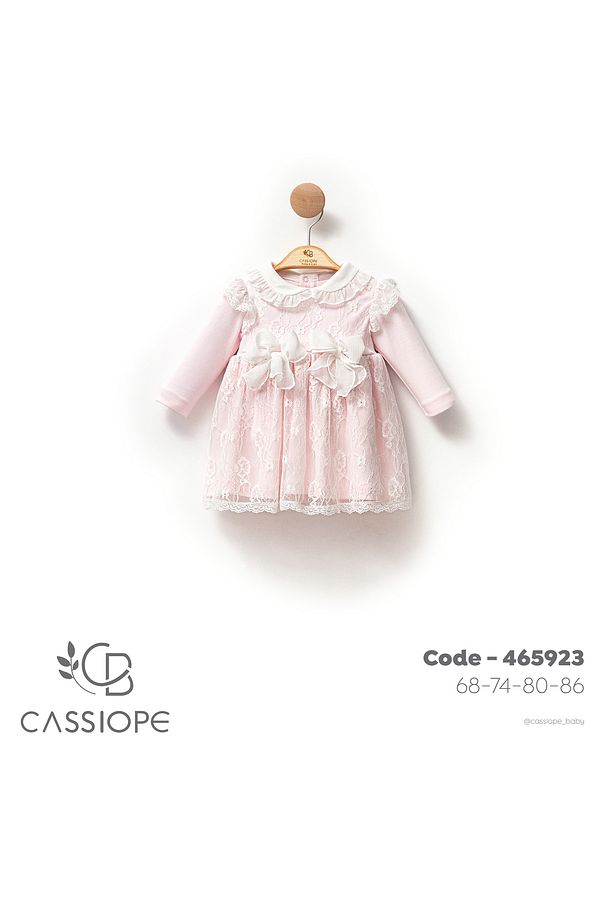 Pembe Dantelli Elbise - 1
