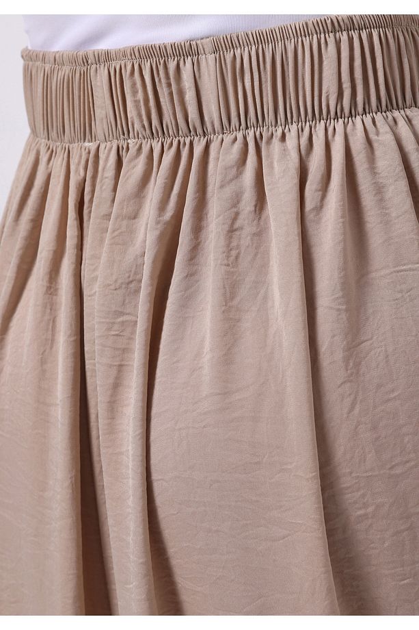 Regular Fit Yüksel Bel Geniş Paça Kadın Bej Pantolon - 6