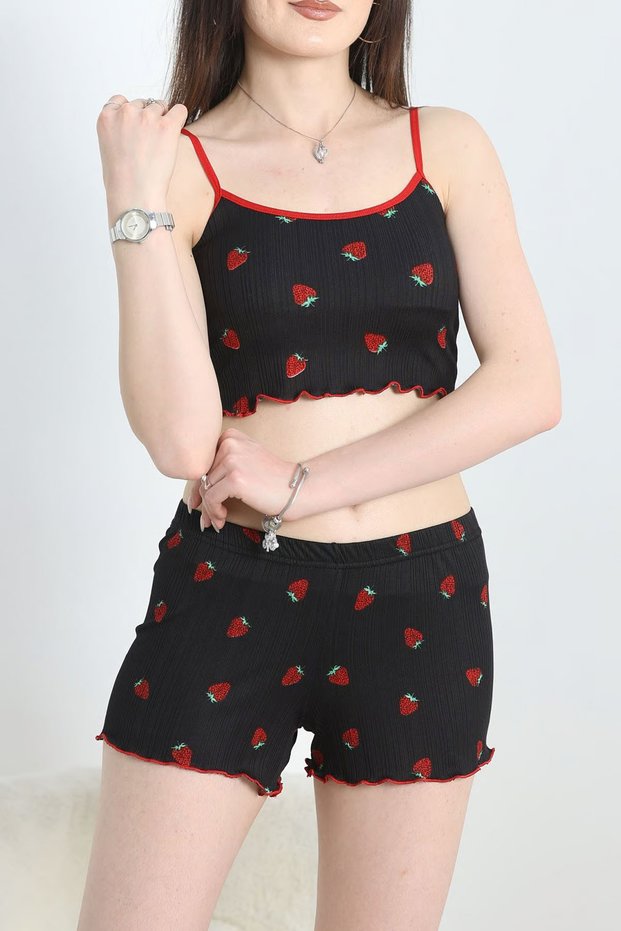 İp Askılı Şortlu Pijama Takımı