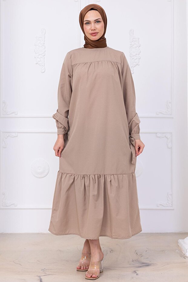 Robe Sleeve Tie Dress Beige Hm2081