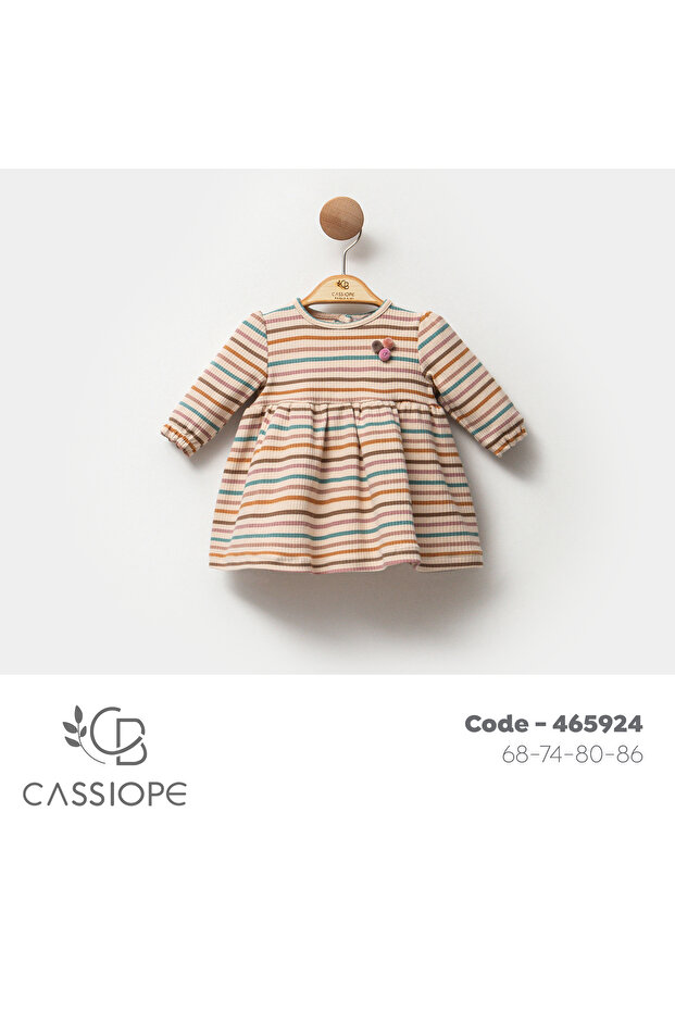 Bej Çizgili Elbise - 1