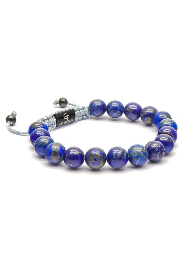 Pánský náramek GT Collection s jedním korálkem a energetickými kameny LAPIS LAZULI, univerzální velikost a nastavitelná šňůrka - 5