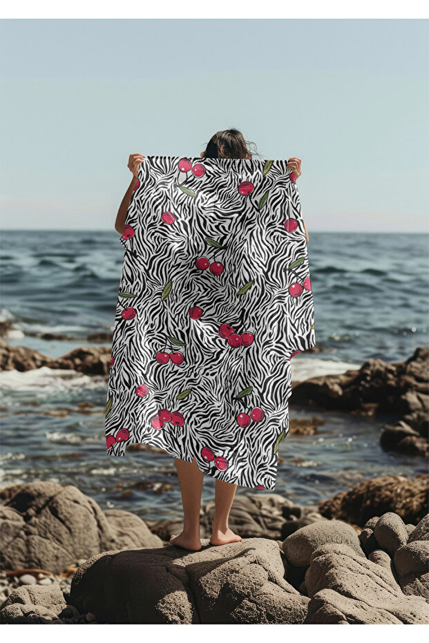 We Concept Women's Beach Pareo Colorful Cherry Zebra Pattern Pure Soft ...