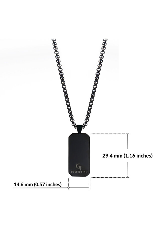 GT Collection, Pánský černý náhrdelník s obdélníkovým přívěskem s energetickými kameny TIGER EYE, univerzální velikost - 5