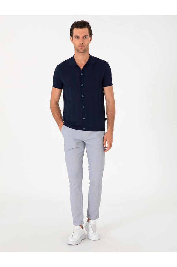 Lacivert Regular Fit Kısa Kollu Triko Hırka 50300812-VR033 - 4