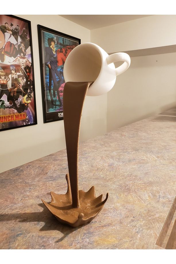 Dekoratif Dökülen Kahve Figürü - Kahve Köşesi - Floating Coffee Cup 20cm - 1