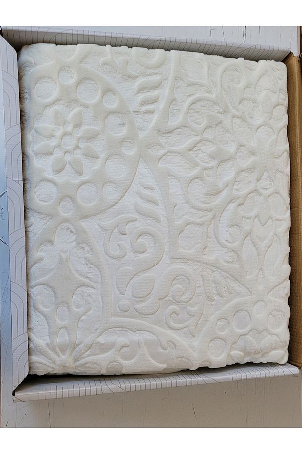 Elegance Çift Kişilik Battaniye Yaprak Desenli - Kemik - 3