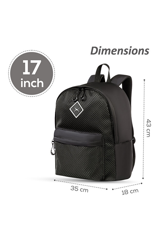 حقيبة ظهر مقاس 17 بوصة - سوداء - 8