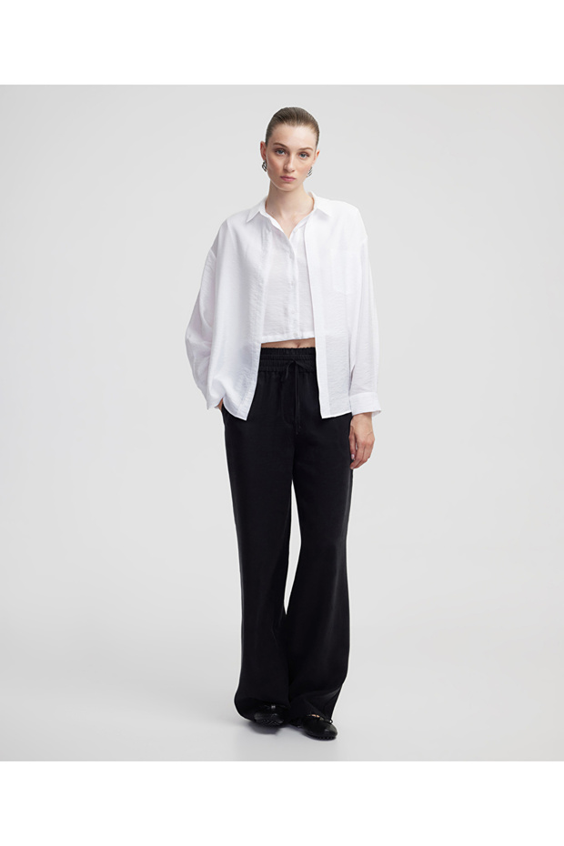 Elastik bel wide leg pantolon
