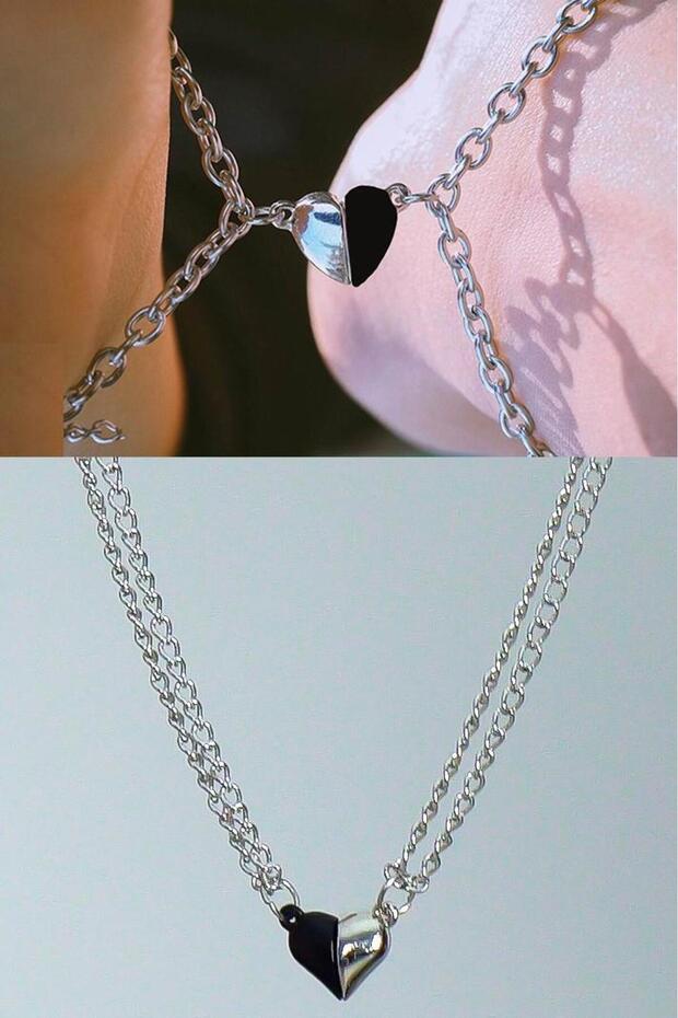 Magnetized Hearts Lover Necklace and Bracelet Set Double Color Bbs07