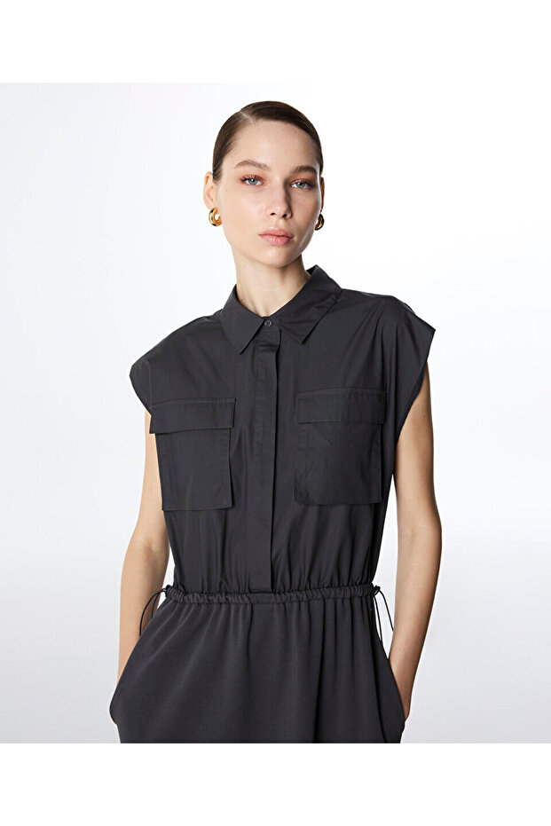 KUMAŞ MIX MİDİ ELBİSE - 5