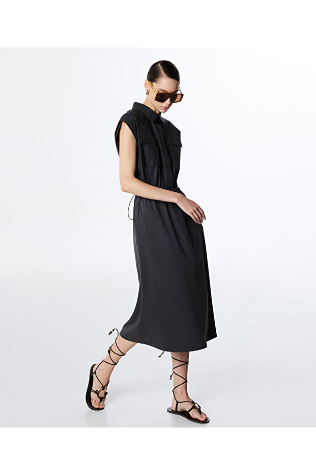 KUMAŞ MIX MİDİ ELBİSE - 2