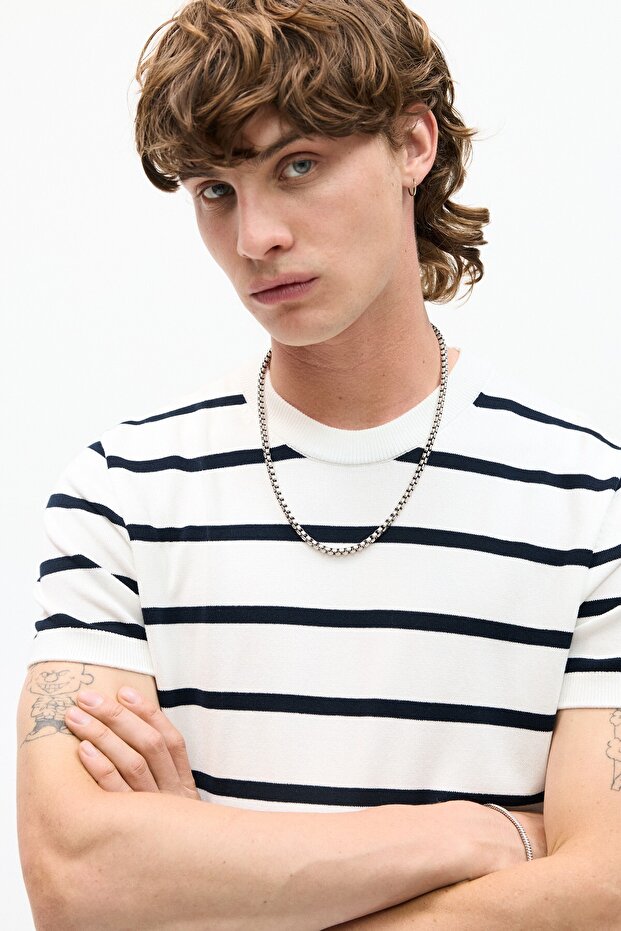 Kısa kollu triko t-shirt - 5