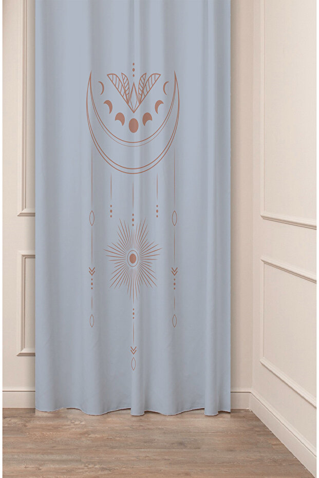 Mandala Moon Star Pastel Soft Plain Special Design Digital Printed (Single Wing) Modern Stylish Background Curtain