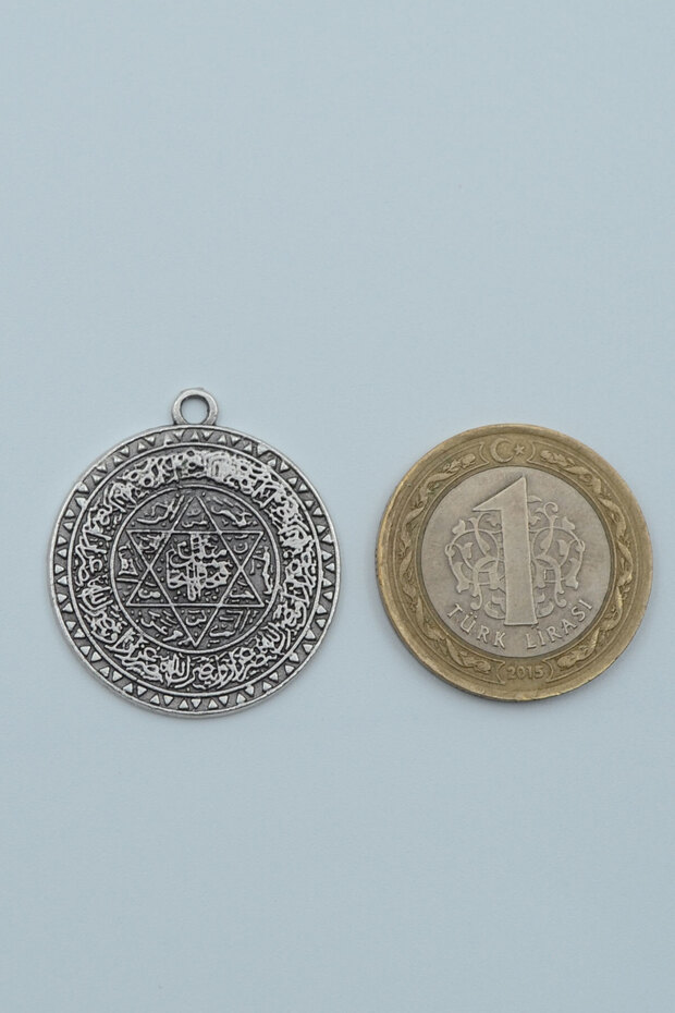 Davut Yıldızı - Süleyman Tılsım Mührü Gümüş Kaplama Deri İp Kolye - 4