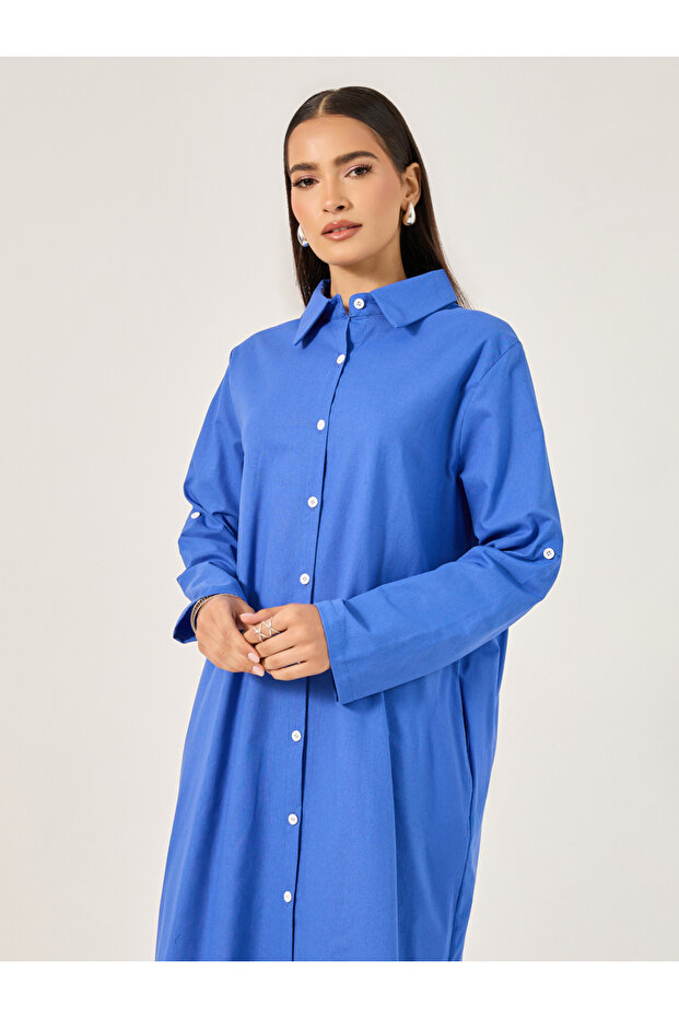 فستان ماكسي سادة بأزرار - 3