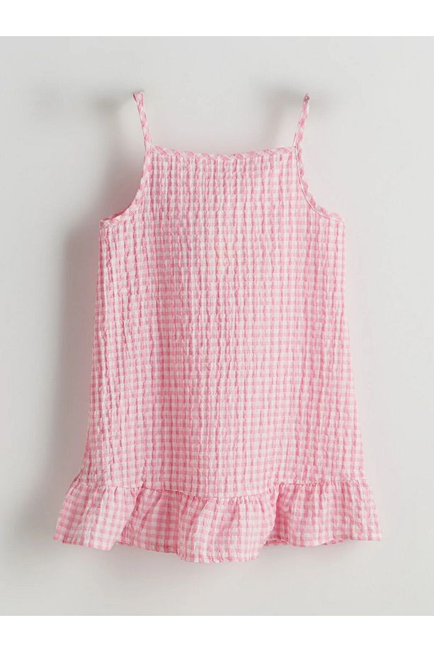 LCWAİKİKİ Kız Bebek Kare Yaka Pembe Ekose Elbise - 1